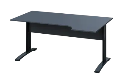 ERK 28 - 164 stůl kancelářský, rohový, pravý, kovová podnož černá, deska 25 mm, široký 1600 mm, antracit